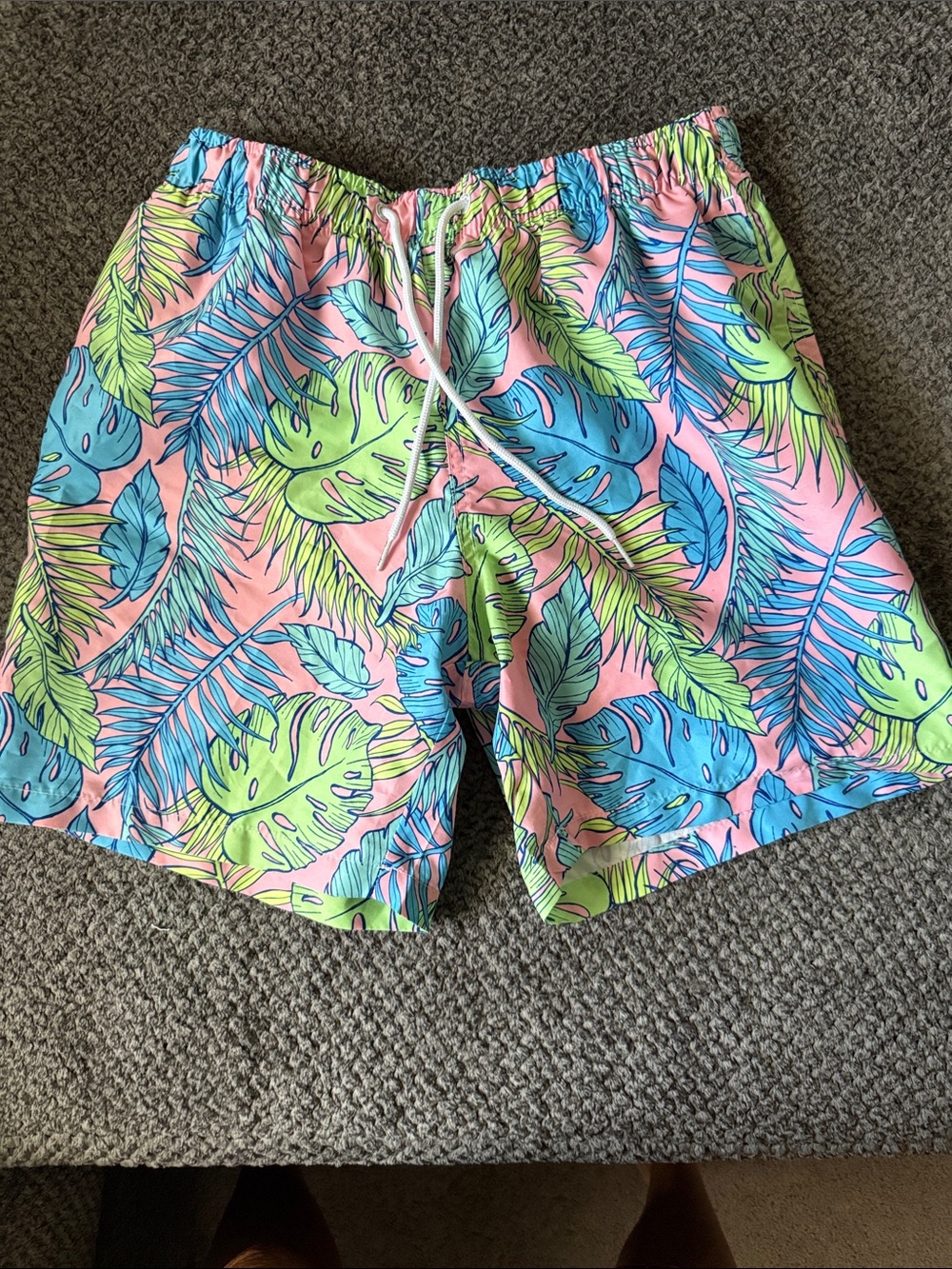 Men's Tropical Leaf Hybrid Shorts - Pink, Blue & Green